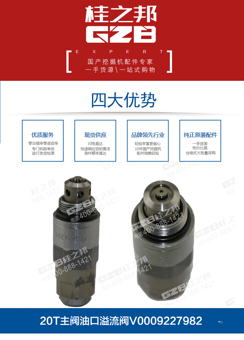 三一挖機(jī)主閥油口溢流閥
